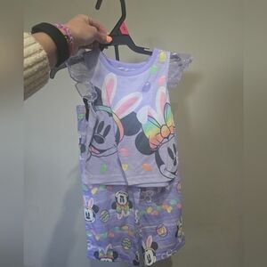 Disney Mickey And Minnie Girls Easter Pajama Set New With Tags